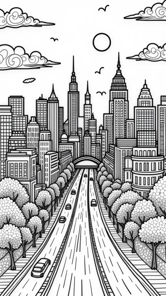 cityscape coloring page